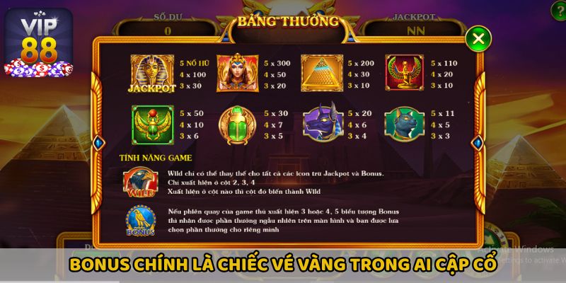 Bonus chính là chiếc vé vàng trong Ai Cập cổ