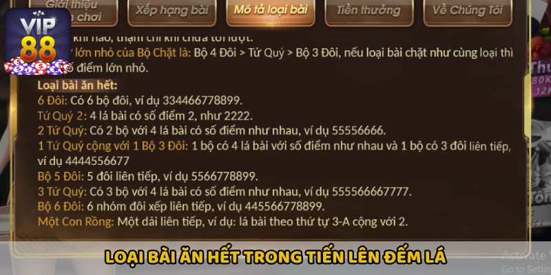Loại bài ăn hết trong Tiến Lên Đếm Lá