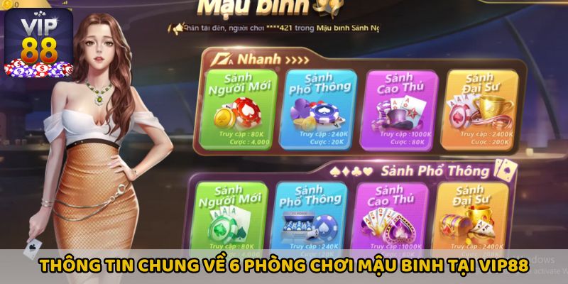 Thông tin chung về 6 phòng chơi trong Mậu Binh tại Vip88